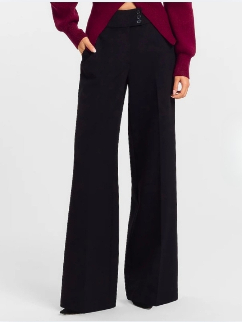 Express High Rise Wide Leg Trousers • Black Relaxed Fit Pants 10 Long Minimalist